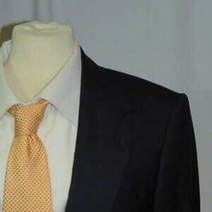 Huntsman Savile Row Bespoke 2021 Solid Navy One Button Suit 36S